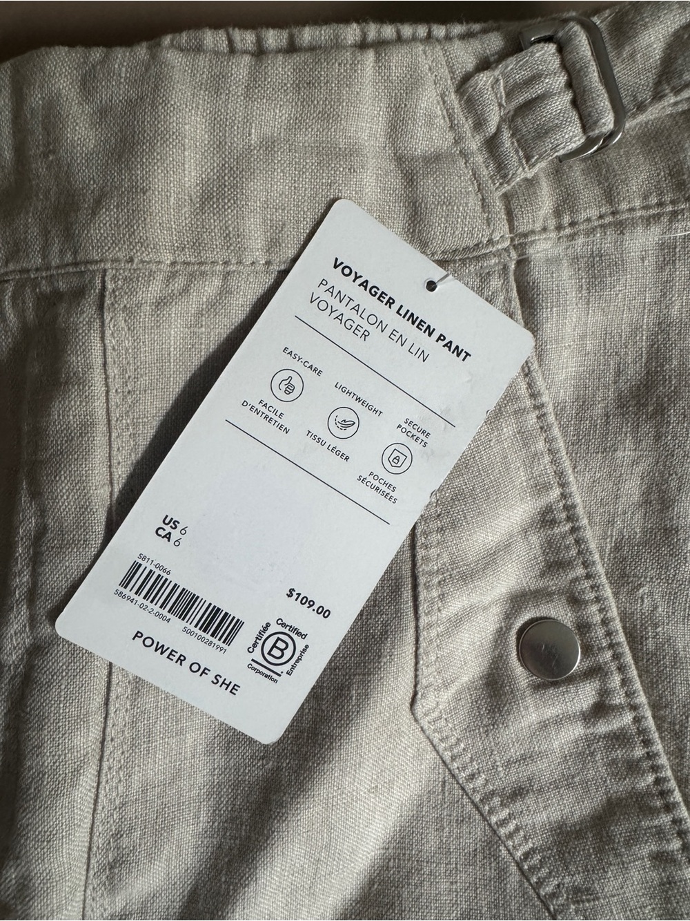 NWT Athleta Voyager Linen pants, 6, Off White natural beige tan sand - Picture 6 of 6